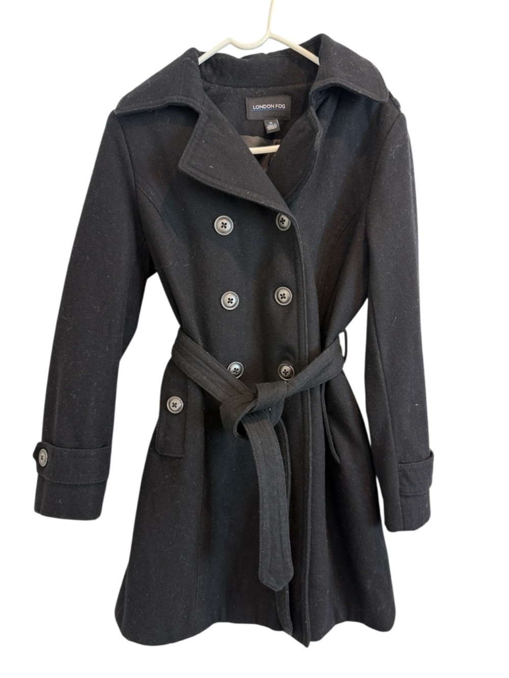 London Fog | Double-Breasted Wool Blend Trench Coat